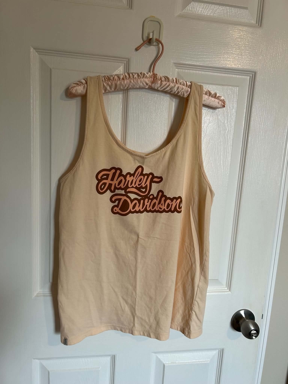 Harley-Davidson Peach Tank Top with Retro Script Logo